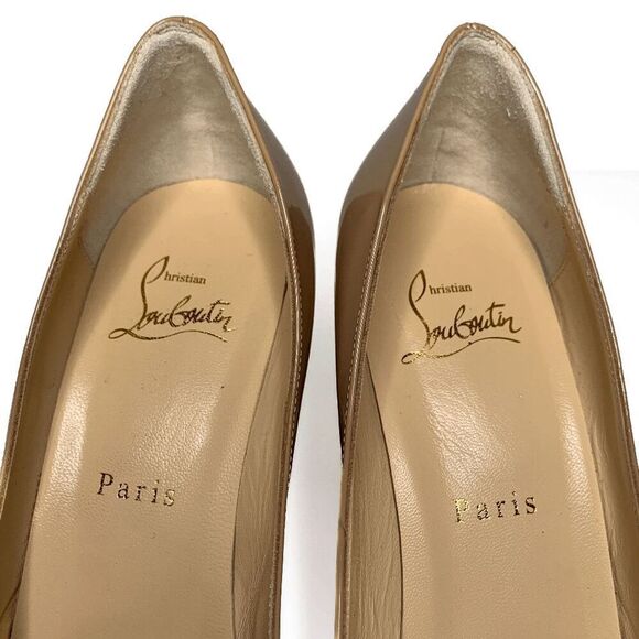 Christian Louboutin Lady Gena Nude Patent Leather Pump Heels EU 38.5 US 8.5 - Picture 3 of 10